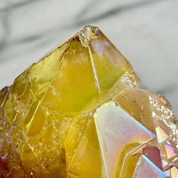 Yellow/Purple Aura Quartz Crystal - Picture 7 of 9